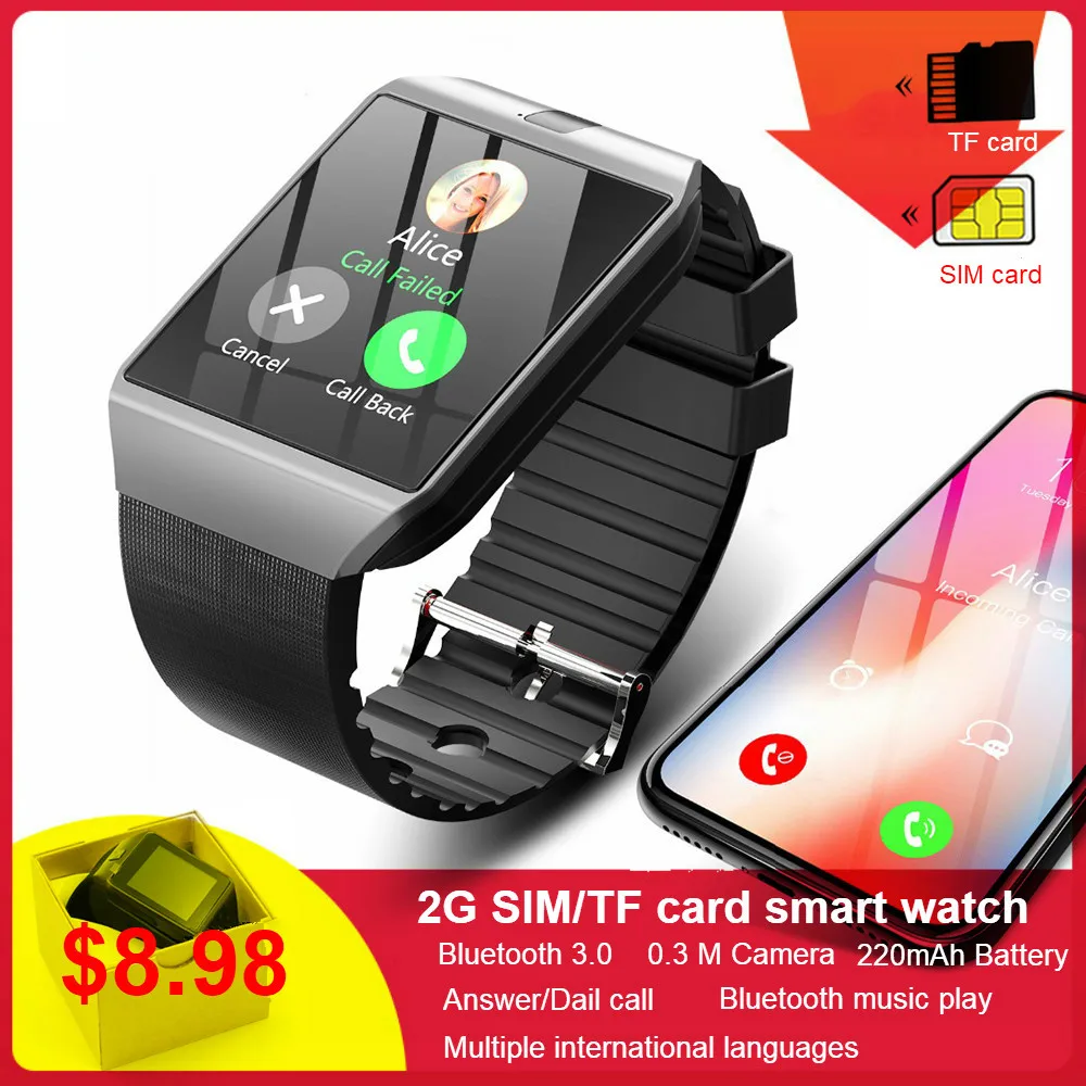 Умные часы DZ09 с bluetooth 2G SIM для android защита от потери напоминания о сообщениях умные