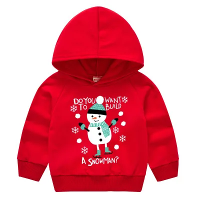 Children Winter Clothes Baby Christmas Costume Boys And Girls Cartoon Printing Hooded Sweatshirt Kids Casual Cotton Long Sleeves - Цвет: Red B