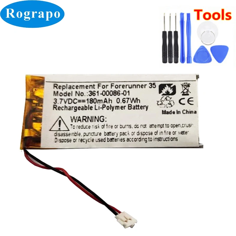 Nuova Batteria Per Garmin Forerunner 225, 235, 630,Forerunner 735Xt Accumulatore 3.7V 180Mah Batterie Di Ricambio Spina A 2 Fili + Strumenti