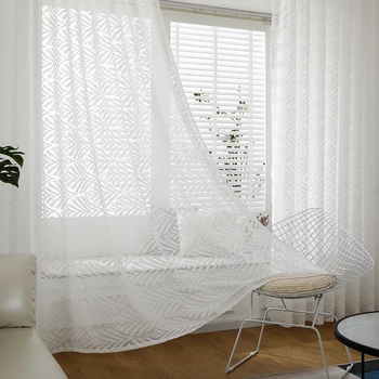 

1/2/4 Panels Window Screening Gauze Tulle Drap Sheer Customize Leaf Pattern Sheer Curtains Window Treatments Home Decor D30