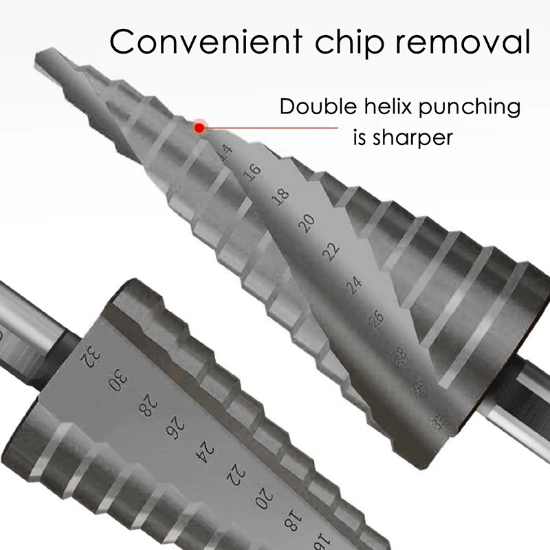 

wood hole cutter taper cone drill Step drill set titanium coated drilling power tools for metal high speed steel