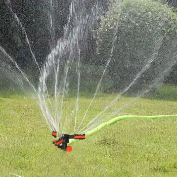 

360 Degree Automatic Lawn Sprinkler Three-arm Garden Grass Rotating Watering Sprinkler Lawn Yard Irrigation Cooling Tools