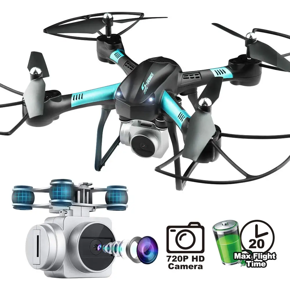 Дрон на радиоуправлении FPV с 4-канальной камерой 720P HD Wi-Fi 360 ° | Электроника