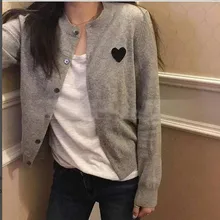 Есть глаза, нет бренда) сердце кардиган с вышивкой для женщин с глазами Корейский Японский Стиль Тонкий вязаный Топ осень зима