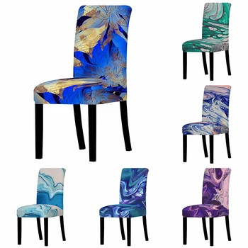 

Marble Geometric Elastic Dining Room Seat Chair Covers Christmas Chair Cover Stretch Slipcovers For Kitchen Banquet Party Decor
