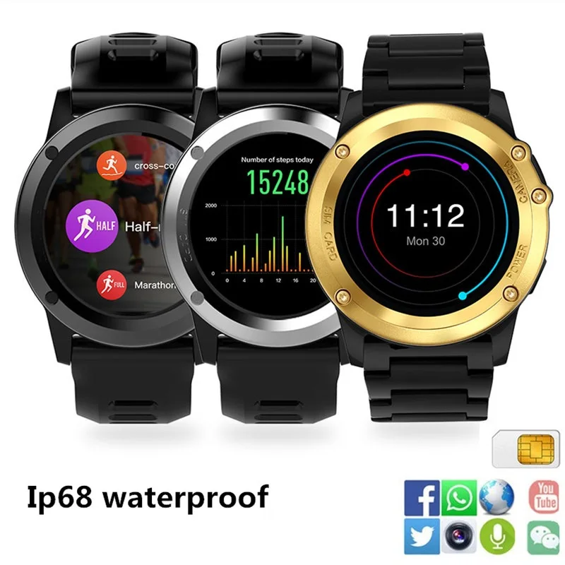 

3G sport SmartWatch H1 Android phone GPS Maps Ip68 waterproof Smart Watch men supports sim card tf card facebook whatsapp