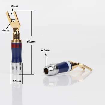 

4pcs Nakamichi High performance 24K Gold Plated Fork plug, Speaker Screw Lock Y spade Connector