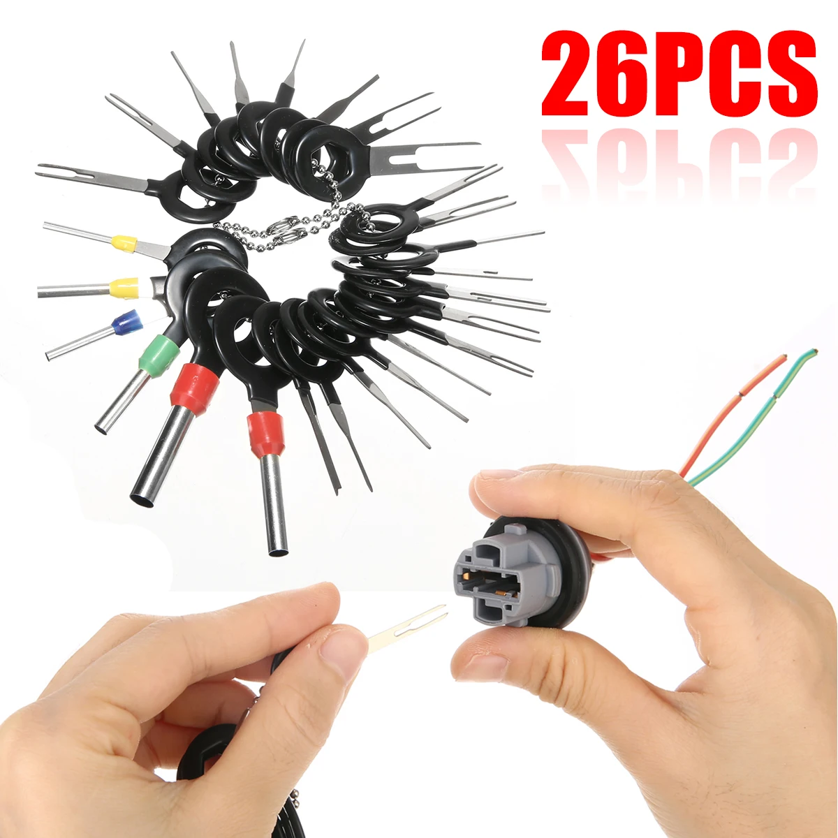 For Car Plug Repair Tool 26pcs Terminal Removal Tools Car Electrical Wiring Crimp Connector Pin Extractor Kit Mayitr