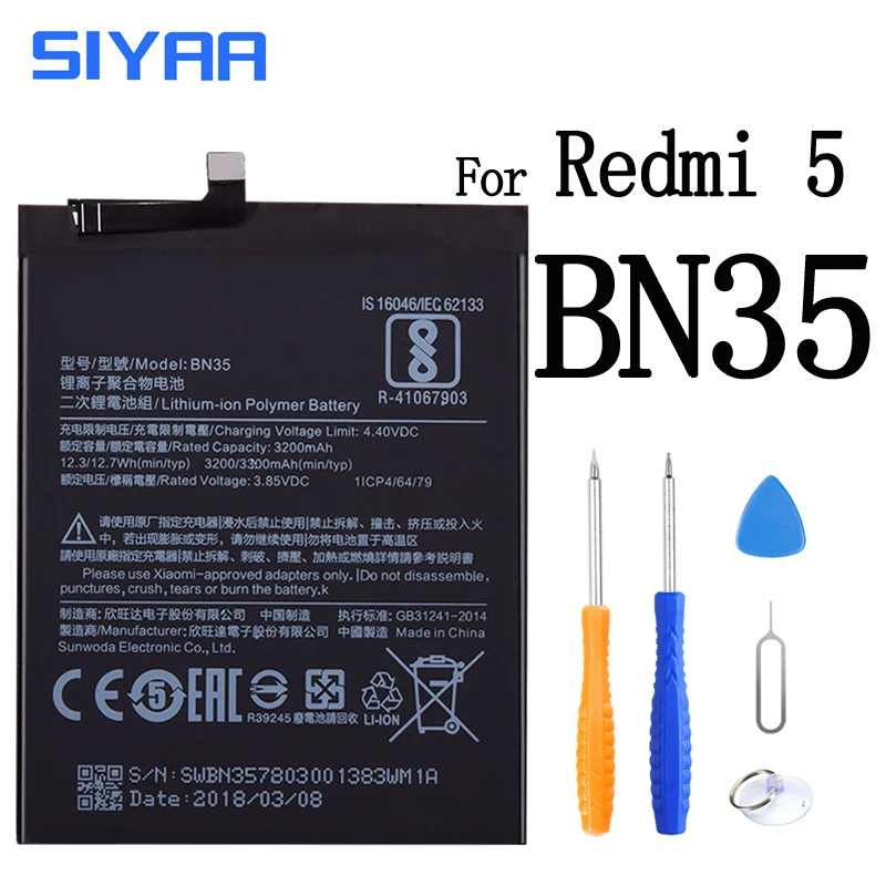 Оригинальный аккумулятор BM41 BM44 BM47 BN35 BN42 для Xiaomi Redmi 5 4 4X 3S 3 Hongmi 2A 1S сменный большой