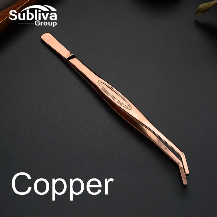 Copper 1 шт. 22 см изогнутые пинцеты щипцы с удобной ребристой ручкой, для медицинских, красоты, приготовления пищи, аксессуары для кухонного бара - Цвет: Copper