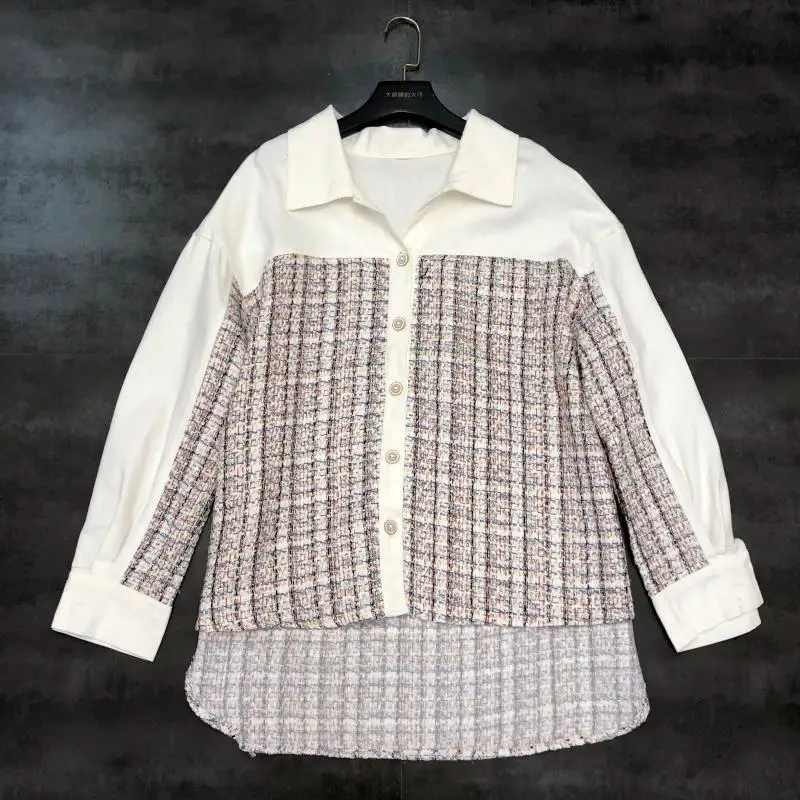 

New single row button knitted thick thread stitching small fragrance Long Sleeve Shirt