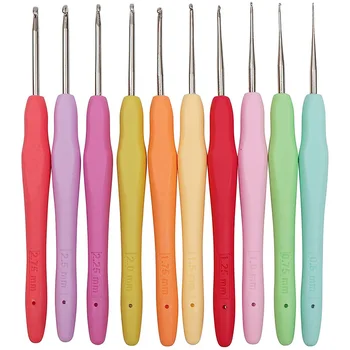 

10Pcs Small Size Lace Crochet Hooks (0.5-2.75mm), Ergonomic Crochet Hooks Set with Soft Grip Handle for Thread