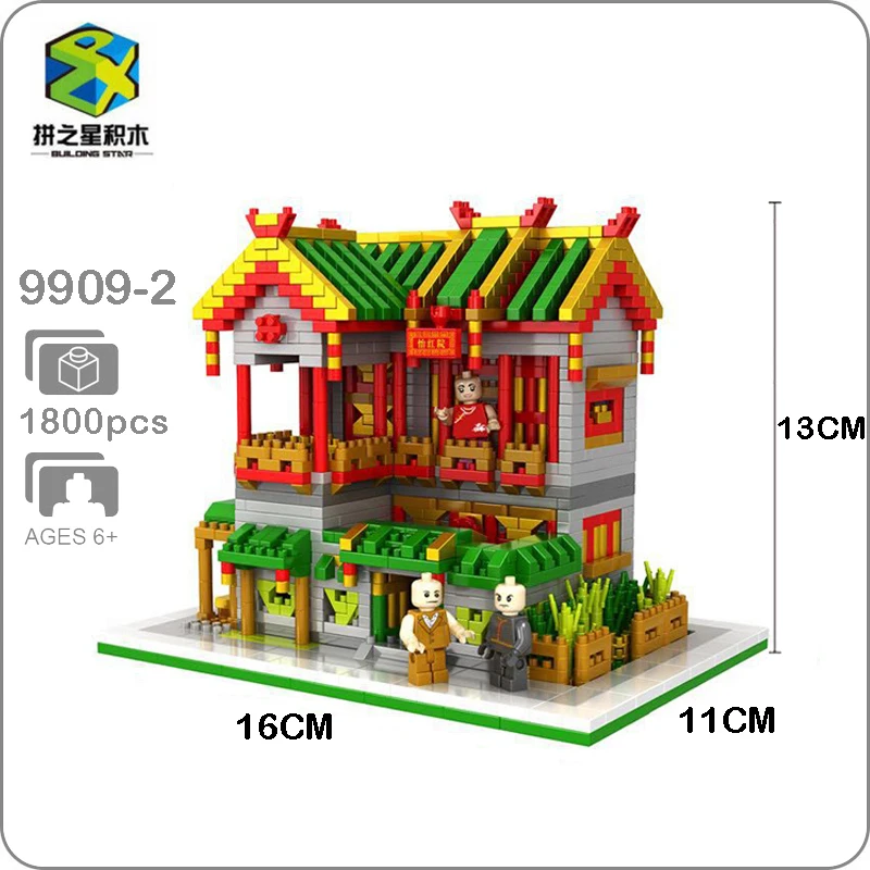 Building Star 9909-2 Ancient Architecture Brothel Store Shop 3D Model Mini Diamond Small Blocks Toy for Children no Box | Игрушки и