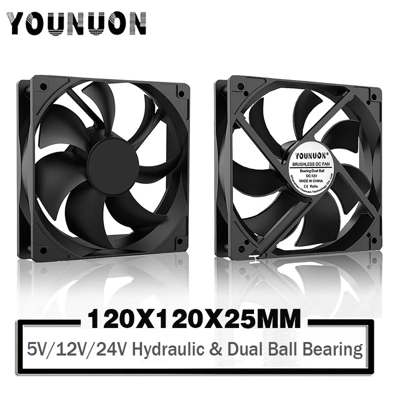 Brushless Cooling Fan Refrigerador da Caixa do Computador 2pin 120 mm 12cm 5v 12v 24v 120 mm x 120 mm x 25 mm 120x120x25 mm Usb dc