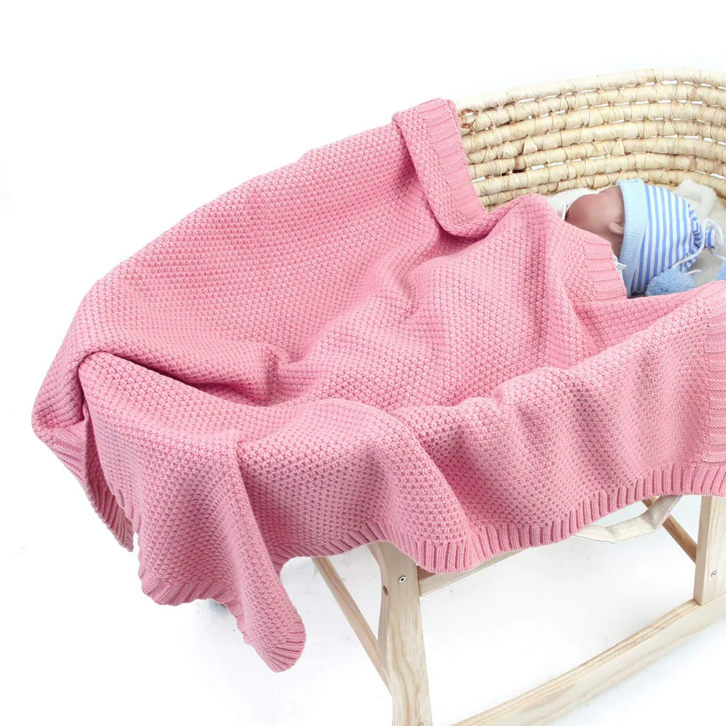 Новое поступление детские вязаные пеленки для новорожденных, одеяла для коляски, мягкие постельные принадлежности для детей 0-3 месяцев