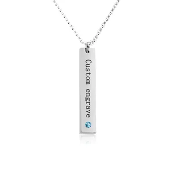 

Personalized Bar Necklace with Birthstone Custom Engraved Name Necklaces Fashion Stainless Steel Jewelry Gifts for Women Men