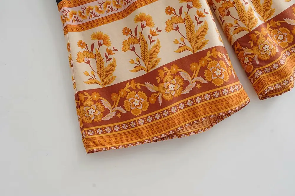 Винтажные широкие брюки с цветочным принтом для женщин Мода boho шикарный летний галстук-бабочка пояса эластичная талия пляжные брюки pantalones