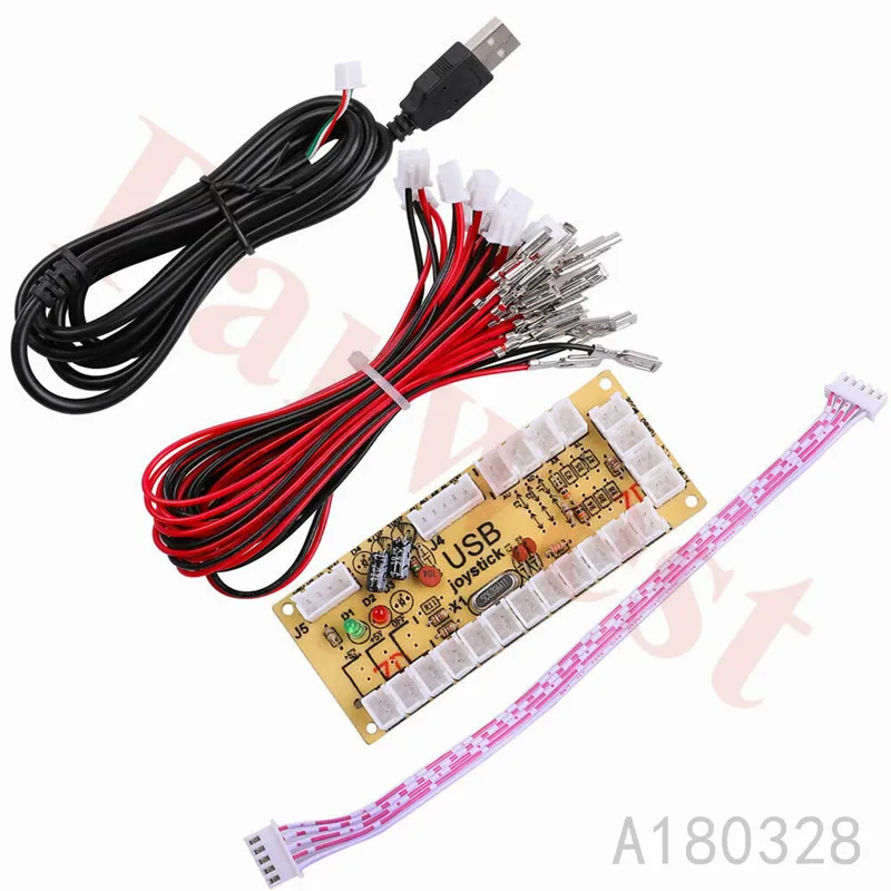 2 игрока Аркада DIY Kit Zero Delay USB контроллер ПК джойстик + кнопки овальный баллон