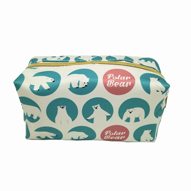 polar bear PURDORED, 1 шт., мультяшная косметичка, с рисунком рыбы, утки, женская косметичка, для путешествий, с цветочным рисунком, косметичка, набор, kosmetyczka, Прямая поставка - Цвет: polar bear
