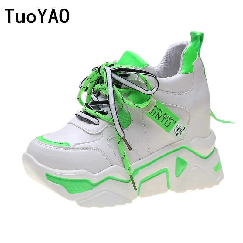 

Women Shoes 2019 Chunky Platform Sneakers Breathable Mesh Walking Shoes Woman Autumn Wedge Heels Casual Shoe Trainers 10CM Boots