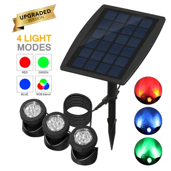 

3pcs Lamp Head Solar Powered Outdoor Spotlight RGB Color Changing IP65 Waterproof Underwater Submersible Lamps