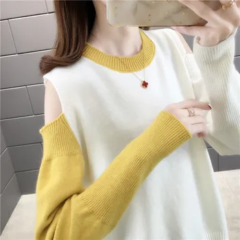 

12618 film 2020 han edition of the spring and autumn period and the new dew shoulder round collar sweater 46