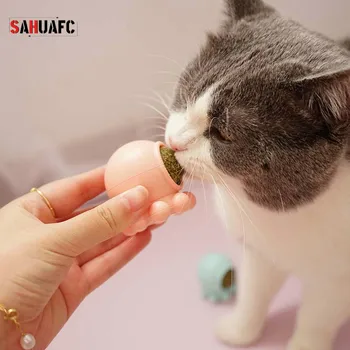 

Cats Mint Toy Ball Cat Natural Catnip Edible Balls Kitten Treating Menthol Flavor Rotating Toys Lollipop Teething Cat Supplies