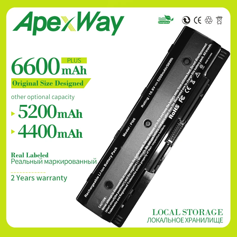 Apexway 6 ячеек ноутбук Батарея для HP Envy 14 т 14z 15 15t 15z 17t M7 HSTNN-LB4N LB4O HSTNN-YB4N HSTNN-YB4O P106 PI06 PI06XL
