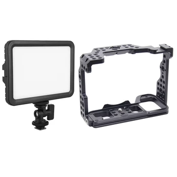 

1Pcs Led 5600K Dual-Color Photography Fill Light & 1Pcs Aluminum Alloy Camera Cage Video Stabilizer Mount for Sony A7R4