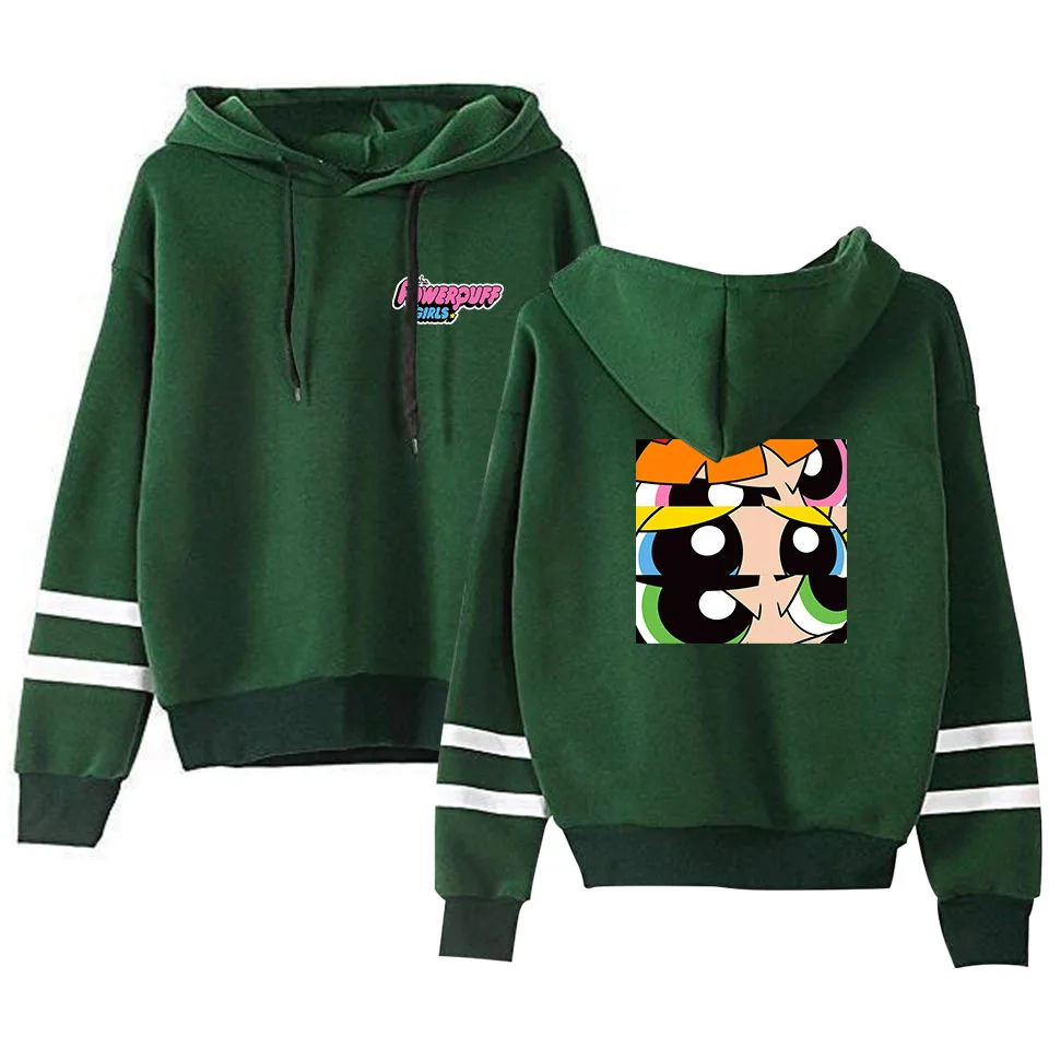 Повседневная Толстовка Powerpuff для девочек с капюшоном Уличная одежда Harajuku Flecce