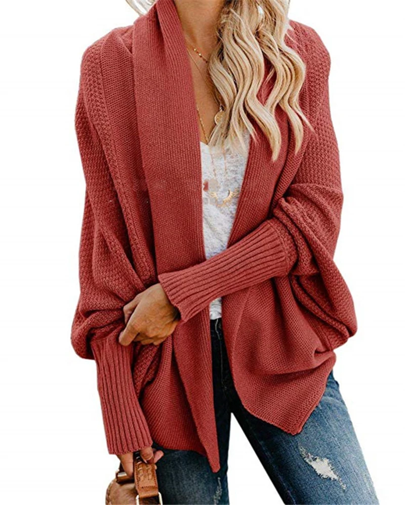 Женский кардиган, женские топы, модная одежда, Pull Femme, Зимние новые женские свитера, Повседневные вязаные зимние свитера с рукавом «летучая мышь»