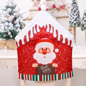 

Christmas Chair Cover Santa Claus Snowman Red Cap Chair Back Covers Ornament Xmas Dining Table Decor For Home New Year Supplies
