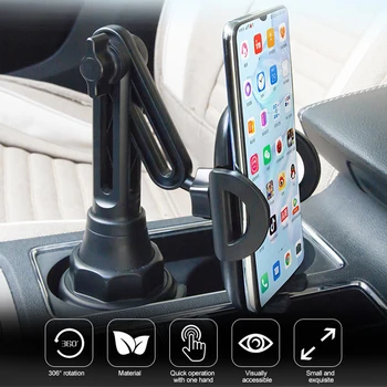 

Universal 360° Car Cup Holder Phone Mount Adjustable Angle and Height Stand Cradle for iphone oneplus 3.8-6.8" Car Accessories