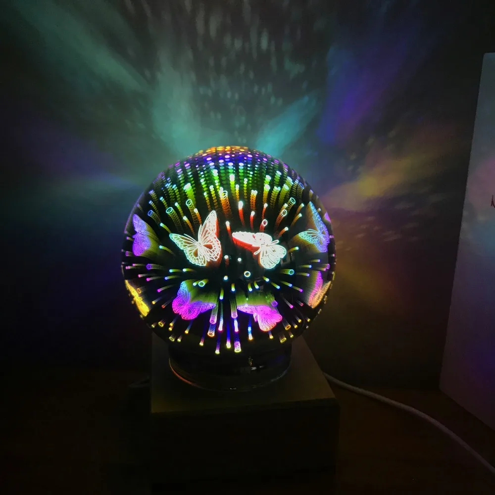 Светодиодный ночник 3D кристалл проекционный Настольный светильник романтическая настольная лампа Настроение Ночной светильник стеклянный купол для Рождественское украшение светильник