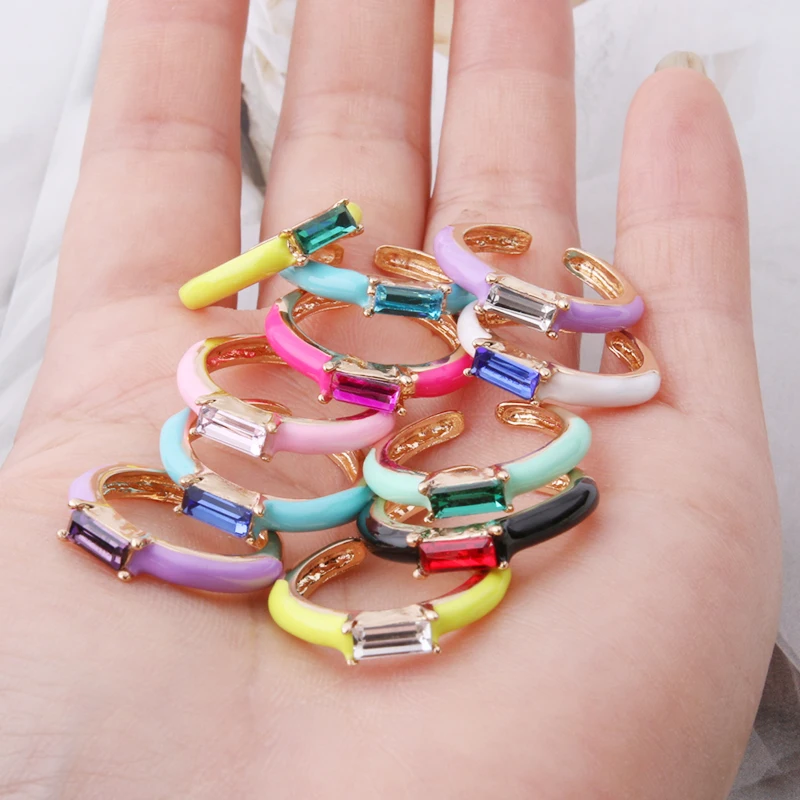 NeeFuWoFu Y2K Candy Rings Glass Multicolor 34 Colors Simple Style Ring Adjustable Paved With Shiny Stone Fashion Wed Engage Ring wedding rings,signet ring,round rings,cross rings,silver ring,womens ring,fidget rings,couple rings,cubic zircon ring,turkish rings,finger rings,jewelry rings,ring jewelry,anime rings,moissanite ring,survival ring
