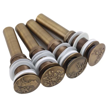 

Bathroom Basin Sink Drain Drain Round Carved Brass Washbasin Drain Sink Washbasin Carved Drain