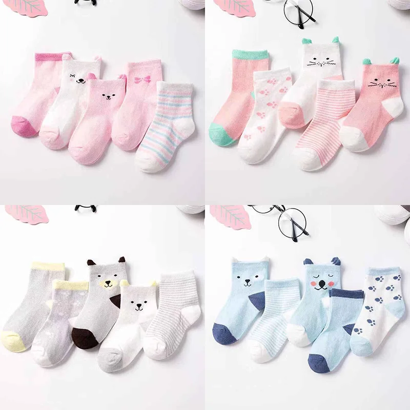5PairsLotBabyMeshSocksForNewbornsInfantCuteCartoonsSoft