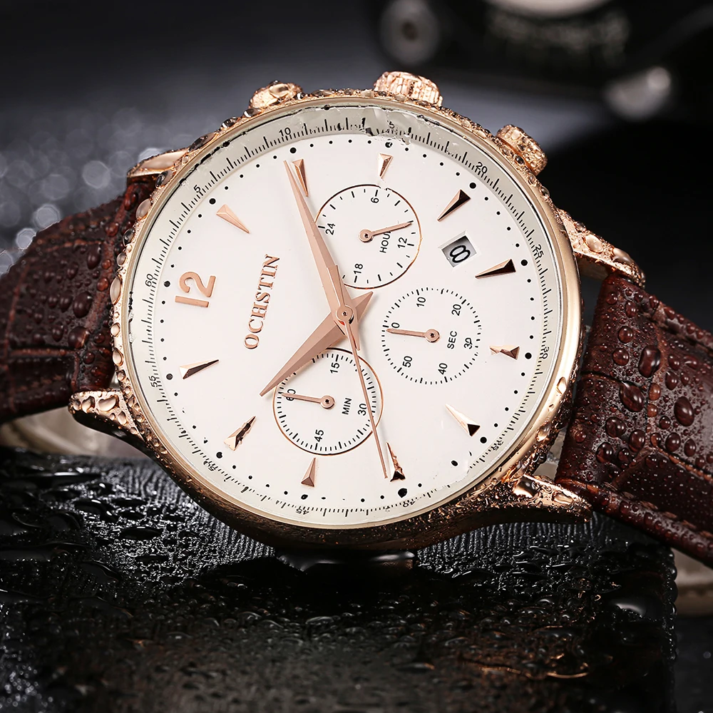 2023 Simple New Men Watches Top Brands Casual Leather Waterproof Automatic Date Chronograph Quartz Man Clock Relogio Masculino