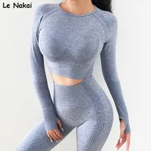 Vital seamless yoga top long sleeve gym crop top shirt workout yoga shirt for women sportswear 7 colors