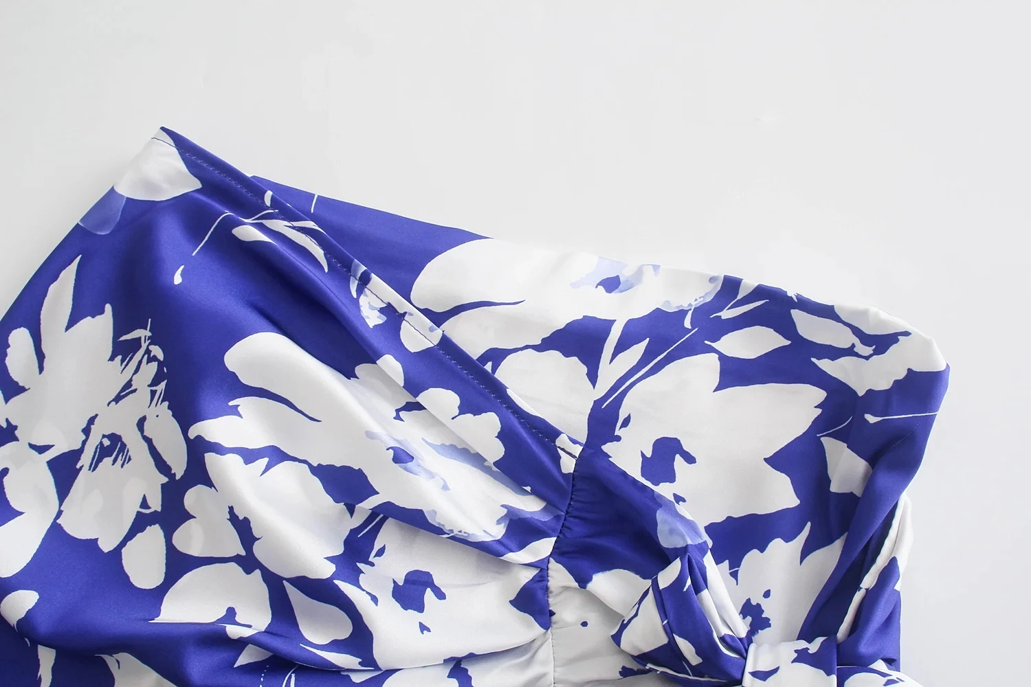 silk skirt BlingBlingee Summer Printed Draped Tie Side Zipper Closed High Waist Asymmetric Hem Woman Casual Midi Skirt Femme Jupe Blue 2022 hoop skirt