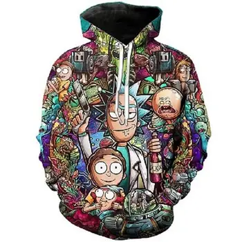 

2018 youth 3D poker clown Wolf, harajuku prints loose pocket with hoodie poleron hombre mens hoodies