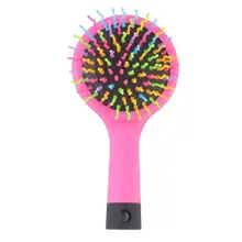 Hot Selling 1pc Rainbow Volume Anti-static Magic Detangler Hair Curl Straight Massage Comb Brush Styling Tools With Mirror