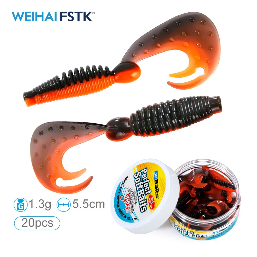 Fstk Wormen Zacht Aas 20 Stuks/Pot Lange Staart Vissen Lokt 55Mm 1.3G Wobblers Karper Vissen Zacht Kunstaas Siliconen Kunstmatige Swimbait