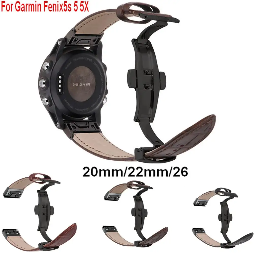 Quick Fit smart watch Strap For Garmin Fenix 6/Fenix 6X/Fenix 6S band bracelet Leather Watchband For Garmin Fenix 5S 5X 5 Wrist