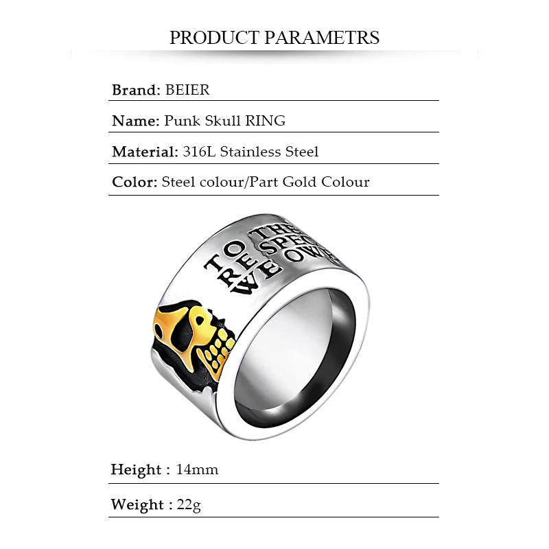BEIER Gothic Classic Excalibur Skull Ring For Man Woman Personality Cool Exaggerated Stainless Steel Unique Jewelry BR8-047 BEIER Gothic Classic Excalibur Skull Ring For Man Woman Personality Cool Exaggerated Stainless Steel Unique Jewelry BR8-047