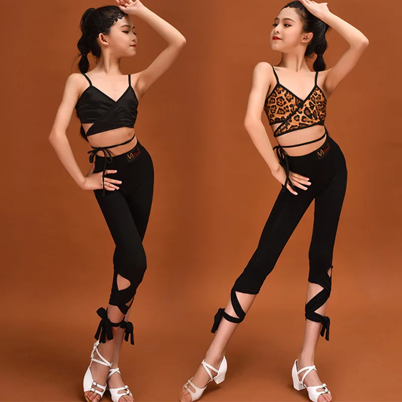 Платье для латиноамериканских танцев модный жилет и штаны девушек костюмы