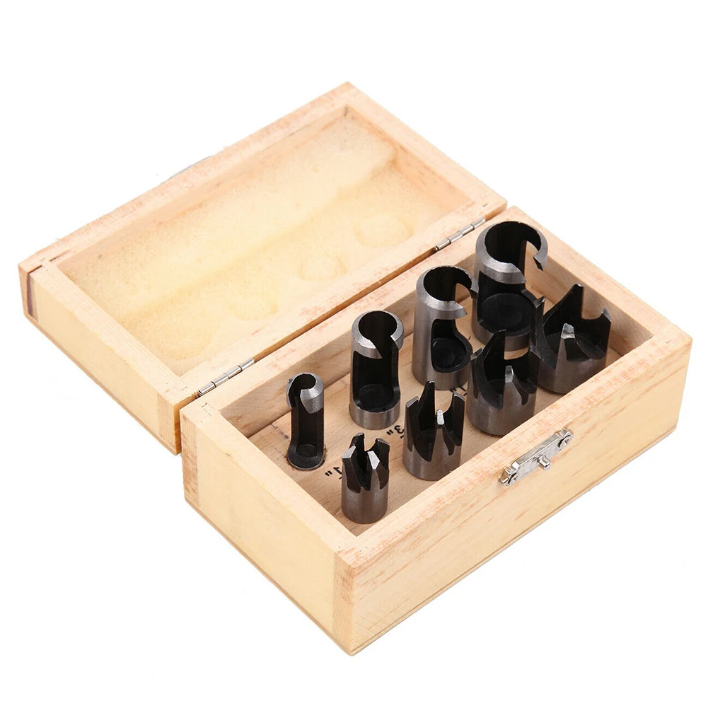 8Pcs 6/10/13/16mm Wood Plug Cutting Drill Bits Cylinder Claw Cutter Bored Hole Tenon Drills W/ Case For Hole Drilling