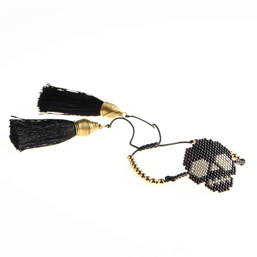 Go2boho MIYUKI браслет с черепом, мужской Pulseras Mujer Браслеты Женские Ювелирные изделия с кисточками Homme Etsy ручной работы япония пластик Beadsc