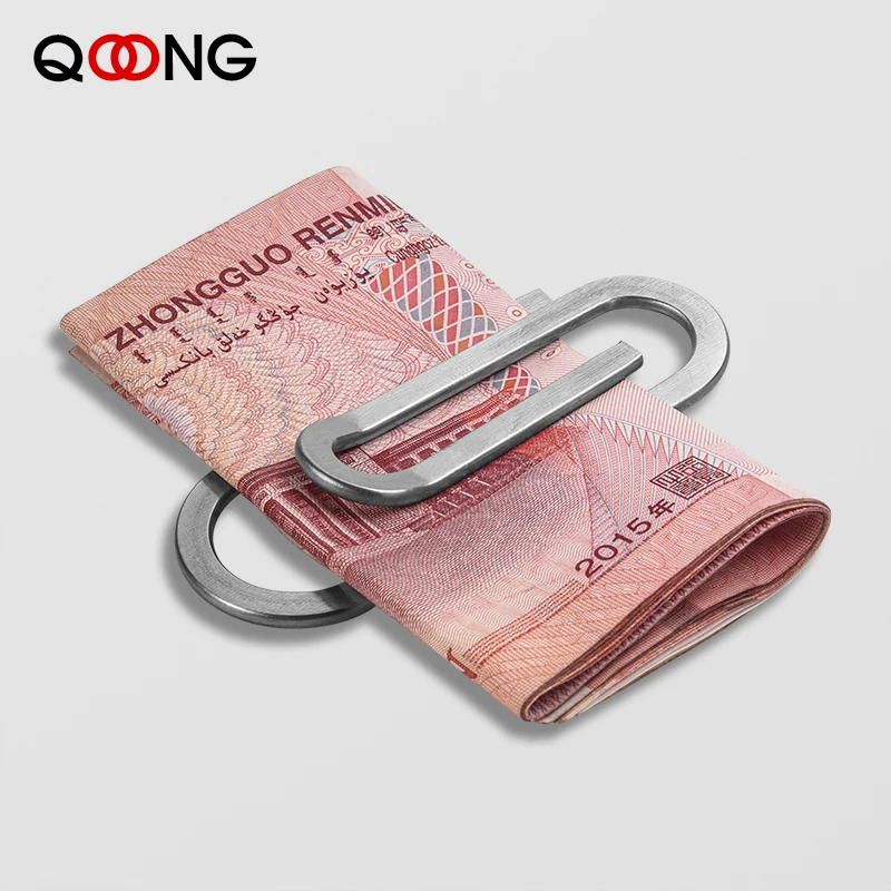 QOONG Stainless Steel Silver Slim Pocket Money Clip Wallet Cash ID Credit Card Money Holder Metal Steel Bill Clip Clamp QZ40-001 metal money clip