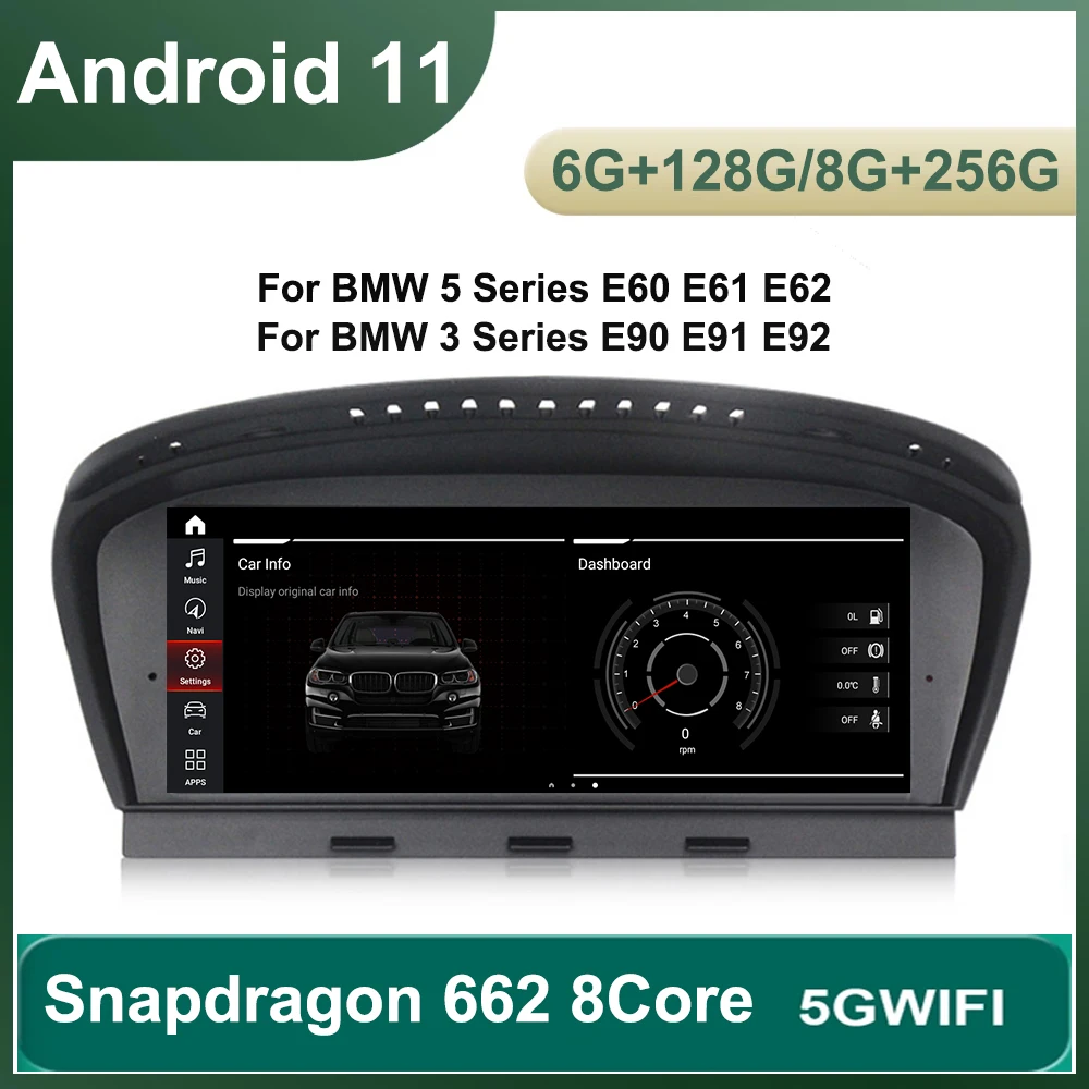 Android 11 headunit 8 Core 6G+128G 4G LTE car radio multimedia player GPS Navi for BMW 5 Series E60 E61 E63 E64 E90 E91 E92 WIFI |